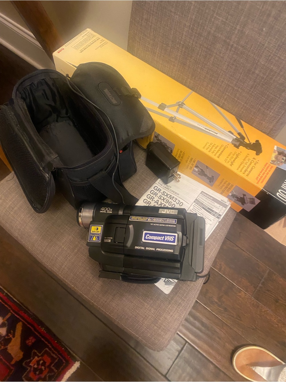 Compact VHS Camcorder with Carry Case and Accessories - Black veiw window.